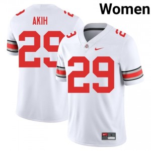 Buckeyes Favour Akih #29 White Women Player Jersey | Durable Stitch Football Uniform 81543523