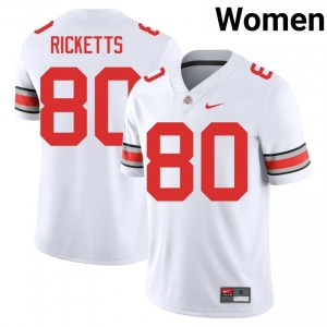 Buckeyes Jaeden Ricketts #80 White Women High School Jersey | Pro Cut Embroidery Football Uniform 66981660