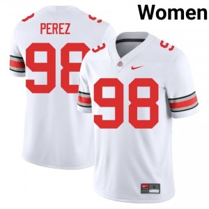 Buckeyes Jamir Perez #98 White Women High School Jersey | Limited Embroidery Football Uniform 98190432