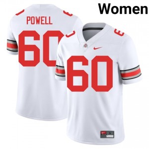 Buckeyes Jaxon Powell #60 White Women Player Jersey | Moisture Wicking Stitch Football Uniform 15061242