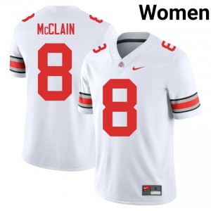 Buckeyes Jaylen McClain #8 White Women Player Jersey | Elite Thread Stitch Football Uniform 83354189