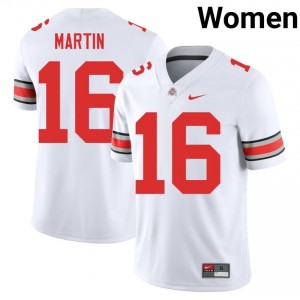 Buckeyes Justyn Martin #16 White Women NCAA Jersey | Classic Stitched Football Uniform 98276582