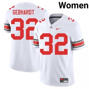 Buckeyes Kaden Gebhardt #32 White Women University Jersey | Moisture Wicking Stitched Football Uniform 35219197
