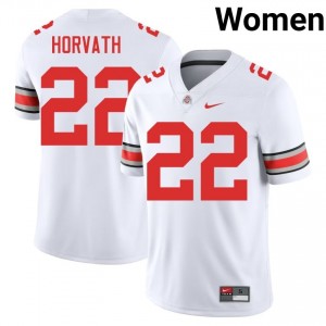 Buckeyes Les Horvath #22 White Women High School Jersey | Essential Embroidery Football Uniform 53738217