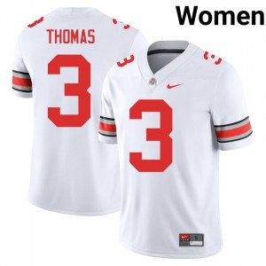 Buckeyes Michael Thomas #3 White Women College Jersey | Iconic Embroidery Football Uniform 94295802