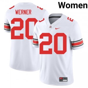 Buckeyes Pete Werner #20 White Women NCAA Jersey | Licensed Stitched Football Uniform 80657602