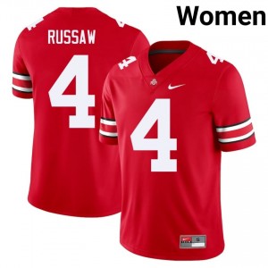 Qua Russaw #4 Scarlet Women Stitch Jersey | Moisture Wicking OSU Player Football Gear 77635489