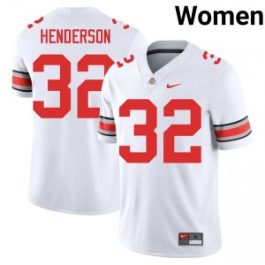 Buckeyes TreVeyon Henderson #32 White Women University Jersey | Pro Cut Stitched Football Uniform 67063487