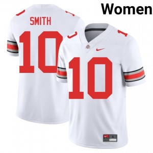 Buckeyes Troy Smith #10 White Women High School Jersey | Officially Licensed Embroidery Football Uniform 39144482