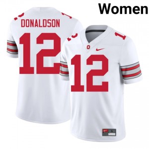 CJ Donaldson #12 White Women Stitched Jersey | Durable Ohio State 2026 High School Football Gear 28415908