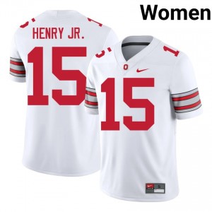 Chris Henry Jr. #15 White Women Stitched Jersey | Alumni OSU Buckeyes 2026 High School Football Gear 26710479
