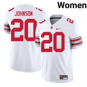 Cincere Johnson #20 White Women Stitched Jersey | Essential OSU Buckeyes 2026 NCAA Football Gear 26062776