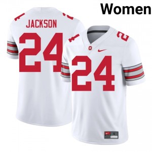 Ja'Kobi Jackson #24 White Women Embroidery Jersey | Premium Ohio State 2026 College Football Gear 69279452