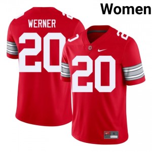Scarlet #20 Pete Werner Women Embroidery 2026 Jersey | Ohio State Buckeyes Alumni College Football Edition 18292117