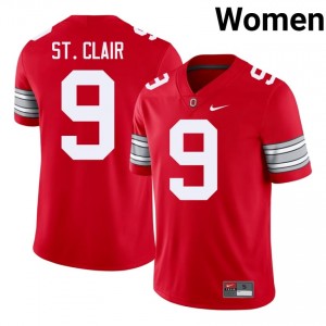 Scarlet #9 Tavien St. Clair Women Stitched 2026 Jersey | Ohio State Buckeyes Fresh NCAA Football Edition 58992148