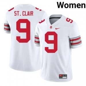 Tavien St. Clair #9 White Women Embroidery Jersey | Officially Licensed Ohio State 2026 Player Football Gear 77285657