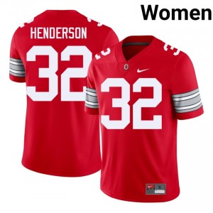 Scarlet #32 TreVeyon Henderson Women Stitched 2026 Jersey | Buckeyes Limited NCAA Football Edition 29303784