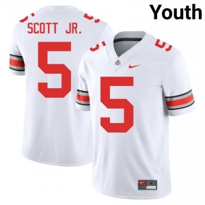 White #5 Aaron Scott Jr. Youth Embroidery Jersey | Ohio State Elite Thread College Football Edition 66416645