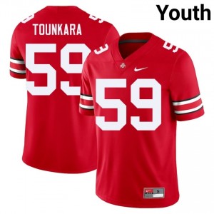 OSU Buckeyes Ahmed Tounkara #59 Scarlet Youth NCAA Jersey | Genuine Stitched Football Uniform 92848912