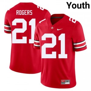 OSU Buckeyes Anthony Rogers #21 Scarlet Youth University Jersey | Stitched Football Uniform 57421504