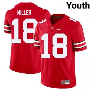 OSU Buckeyes Bodpegn Miller #18 Scarlet Youth Player Jersey | Pro Cut Stitch Football Uniform 24825315
