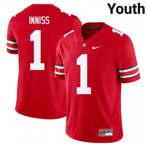OSU Buckeyes Brandon Inniss #1 Scarlet Youth NCAA Jersey | Moisture Wicking Stitched Football Uniform 81505764