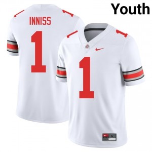 White #1 Brandon Inniss Youth Stitch Jersey | Ohio State Durable Player Football Edition 57634296