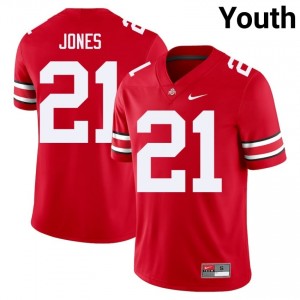 OSU Buckeyes Brenten Jones #21 Scarlet Youth University Jersey | Durable Stitched Football Uniform 34236825