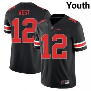 Buckeyes Bryce West #12 Black Youth NCAA Jersey | Essential Stitched Football Uniform 42045049