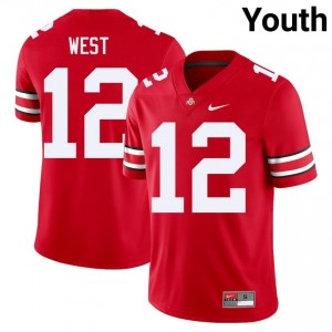 OSU Buckeyes Bryce West #12 Scarlet Youth High School Jersey | Moisture Wicking Embroidery Football Uniform 18673020
