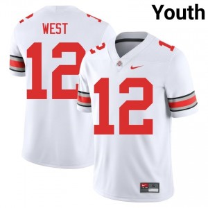 White #12 Bryce West Youth Stitched Jersey | Ohio State Durable University Football Edition 88969910