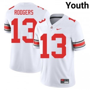 White #13 Bryson Rodgers Youth Stitch Jersey | Ohio State Player Football Edition 69820247