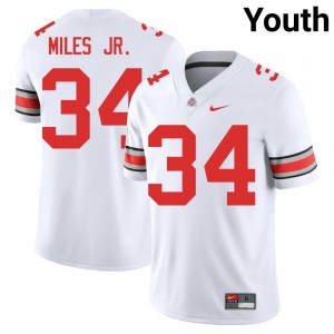 White #34 Bukari Miles Jr. Youth Stitched Jersey | Ohio State Licensed NCAA Football Edition 14073366
