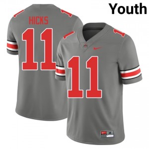 C.J. Hicks #11 Grey Youth Stitched Jersey | Limited OSU University Football Gear 54888725
