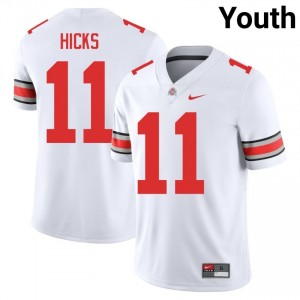 White #11 C.J. Hicks Youth Embroidery Jersey | Ohio State Authentic High School Football Edition 70847613