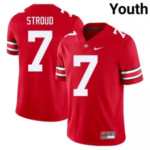 OSU Buckeyes C.J. Stroud #7 Scarlet Youth College Jersey | Durable Embroidery Football Uniform 26356324