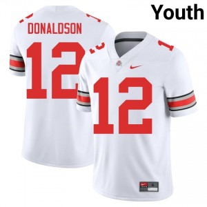 White #12 CJ Donaldson Youth Stitch Jersey | Ohio State Limited Player Football Edition 85171401