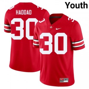 OSU Buckeyes Cody Haddad #30 Scarlet Youth College Jersey | Elite Thread Embroidery Football Uniform 21296875