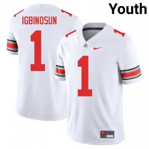 White #1 Davison Igbinosun Youth Embroidery Jersey | Ohio State Moisture Wicking High School Football Edition 29160511
