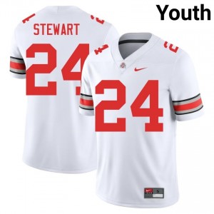 White #24 Deshawn Stewart Youth Embroidery Jersey | Ohio State Fresh College Football Edition 30053802