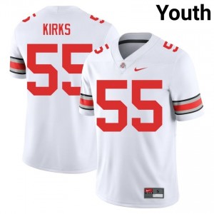 White #55 Dominic Kirks Youth Embroidery Jersey | Ohio State Moisture Wicking College Football Edition 46615093