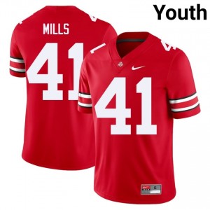 OSU Buckeyes Grant Mills #41 Scarlet Youth College Jersey | Fresh Embroidery Football Uniform 54349399
