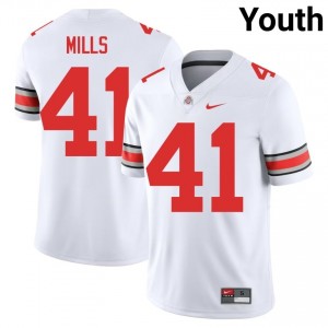 White #41 Grant Mills Youth Stitched Jersey | Ohio State Officially Licensed NCAA Football Edition 77316994