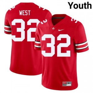 OSU Buckeyes Isaiah West #32 Scarlet Youth NCAA Jersey | Exclusive Stitched Football Uniform 44194758