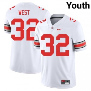 White #32 Isaiah West Youth Stitch Jersey | Ohio State Pro Cut Player Football Edition 29190138