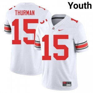 White #15 Jelani Thurman Youth Embroidery Jersey | Ohio State Genuine High School Football Edition 81208951