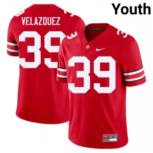 OSU Buckeyes Joey Velazquez #39 Scarlet Youth High School Jersey | Authentic Embroidery Football Uniform 88314669