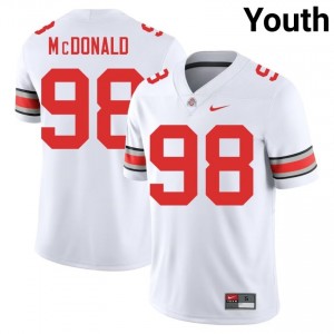 White #98 Kayden McDonald Youth Stitch Jersey | Ohio State Officially Licensed Player Football Edition 36034764