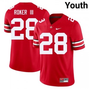 OSU Buckeyes Leroy Roker III #28 Scarlet Youth High School Jersey | Officially Licensed Embroidery Football Uniform 32688568