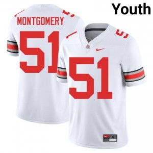 White #51 Luke Montgomery Youth Stitch Jersey | Ohio State Moisture Wicking Player Football Edition 96979080
